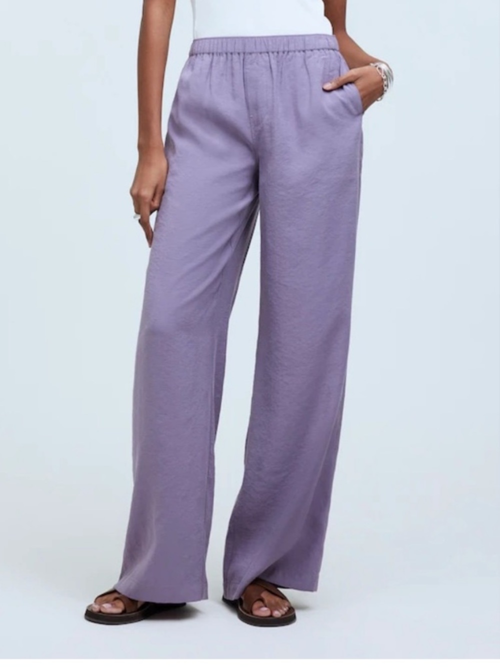 Madewell Wide-Leg Pants in Soft Lavender